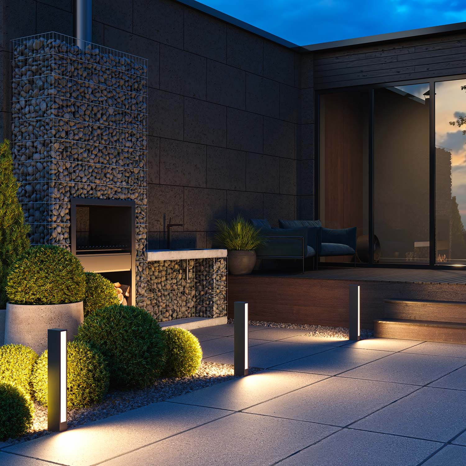 HOF – Design und wasserdichte graue Außenlampe für den Garten
