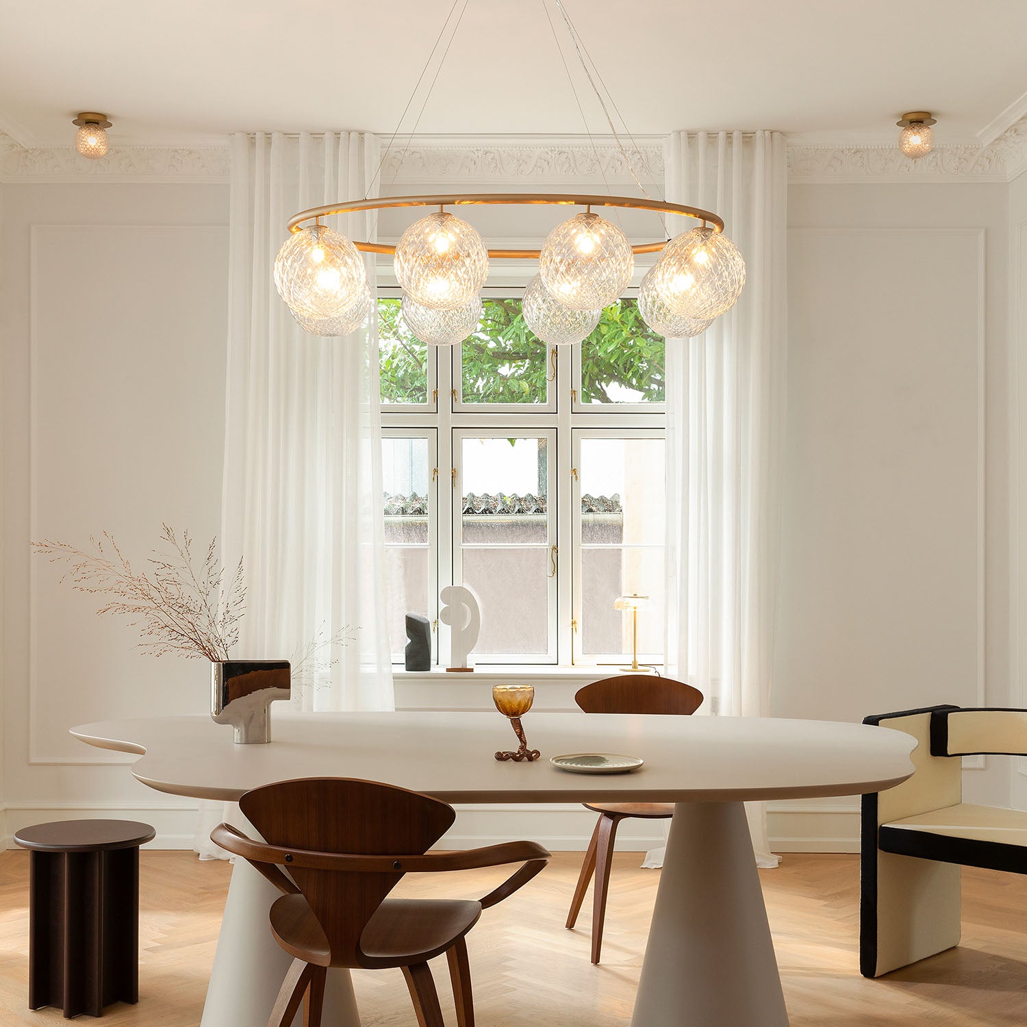 Nuura MIIRA Optic Oval - Optical glass and steel pendant light