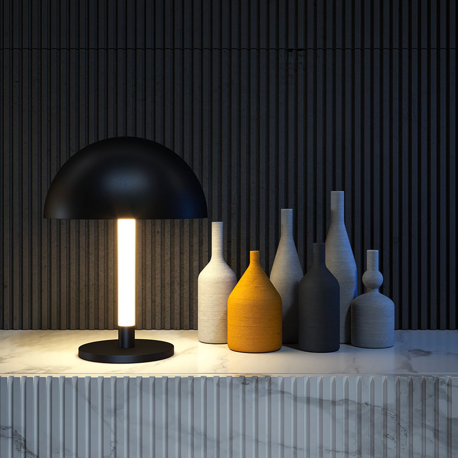 RAY - Lampe de chevet tube LED design et moderne noir