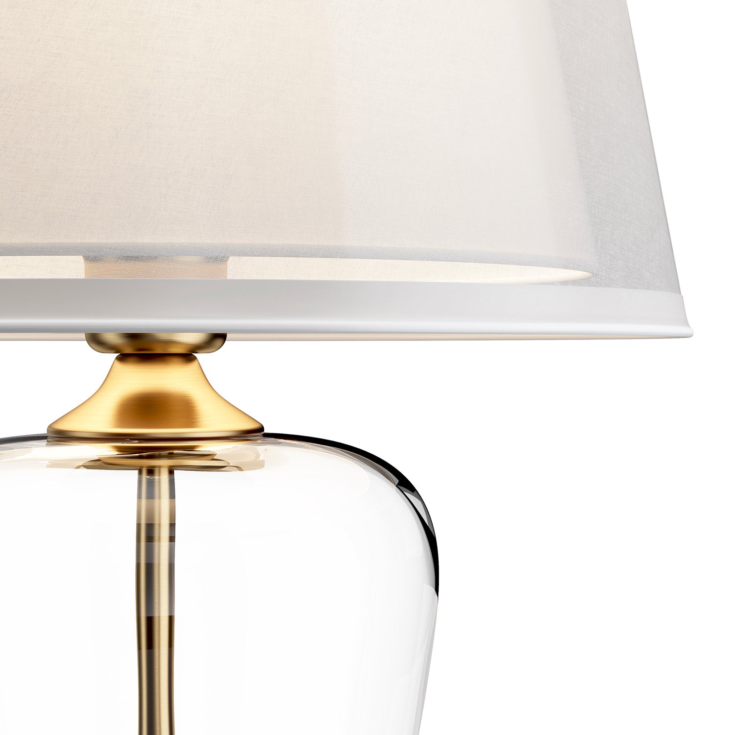 TABLE VERRE – Vintage-Tischlampe aus Glas, Lampenschirm aus Stoff