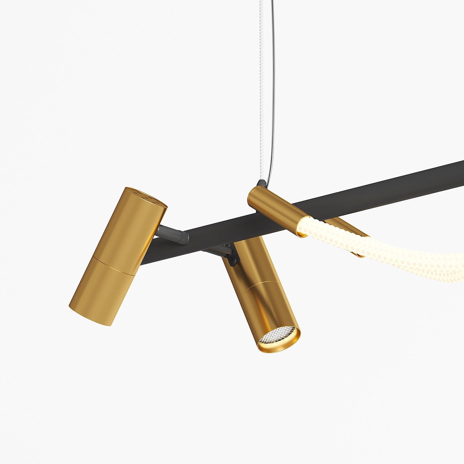 TAU – Integrierte flexible LED-Röhrenaufhängung, schwarz-goldenes Design
