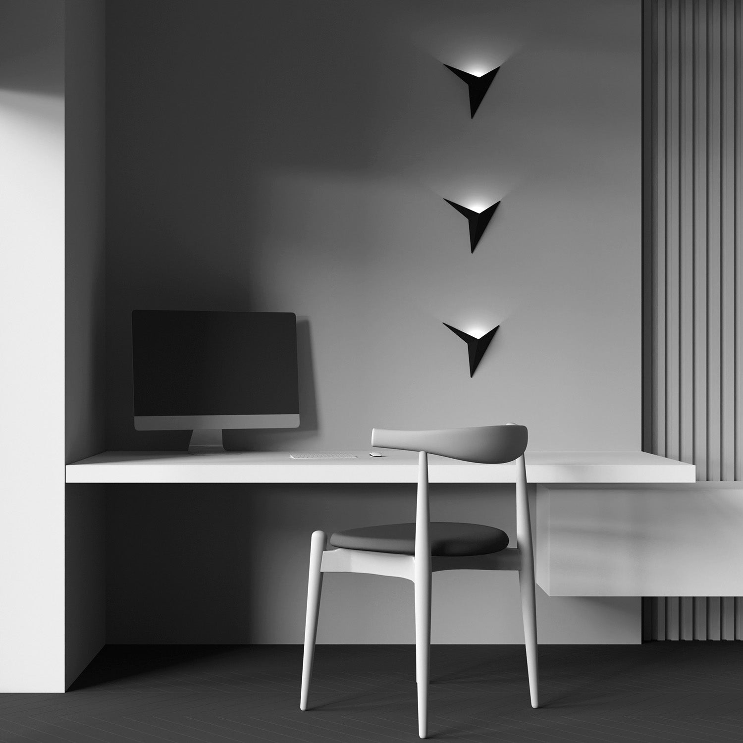 TRAME - Geometric design wall light in white or black steel