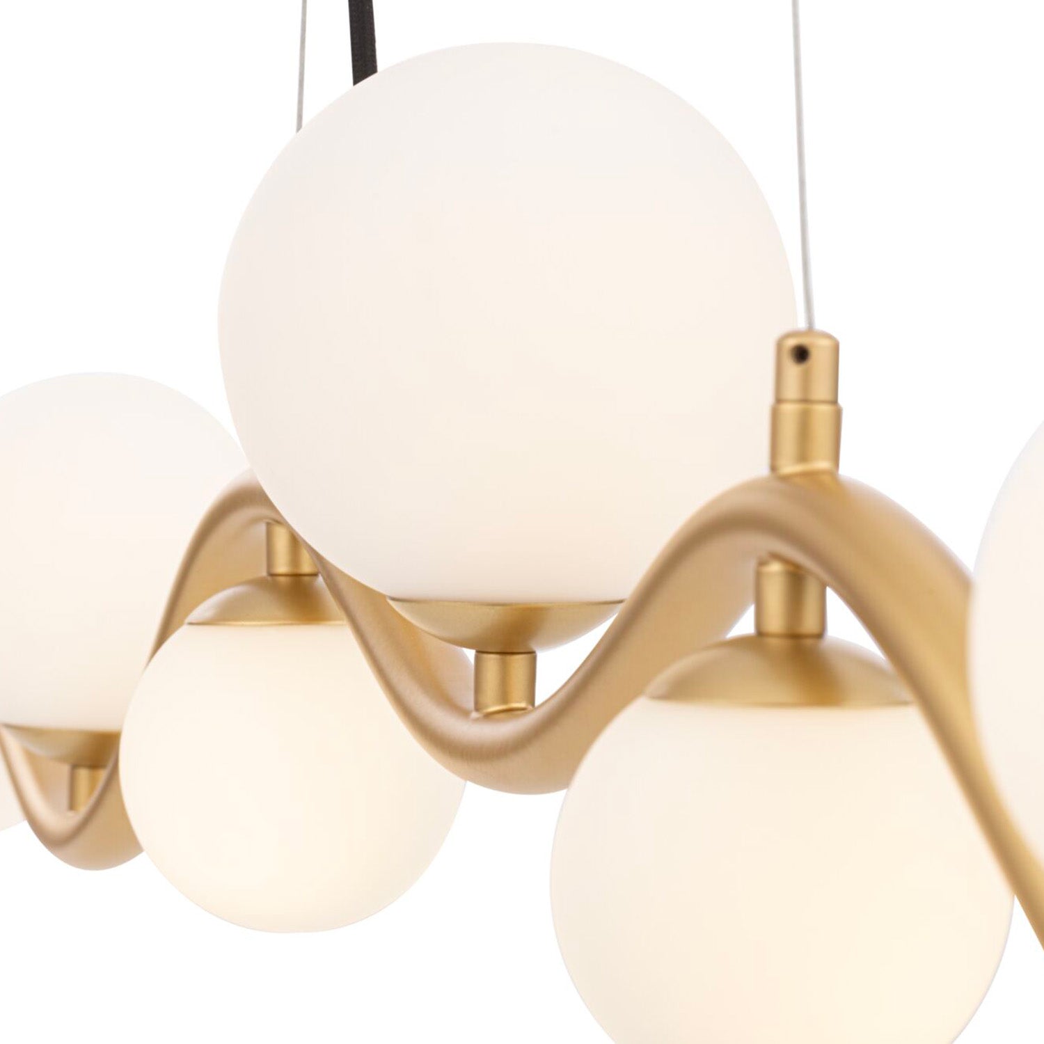 UVA - Gold wavy art deco chandelier, designer glass balls